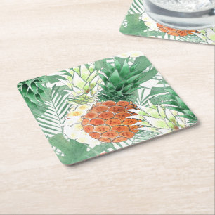 Posavasos Cuadrado De Papel Piña, pareja dulce, fruta, papel cuadrado