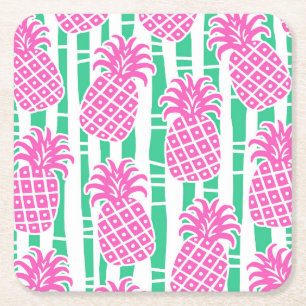 Posavasos Cuadrado De Papel Piña Tropical de Bambú