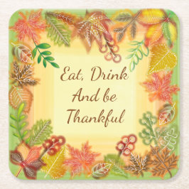 Posavasos Cuadrado De Papel Pincel Arte de Foliage de Caída para Acción de Gra