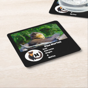 Posavasos Cuadrado De Papel Pine Marten Photo Monogram Nombre