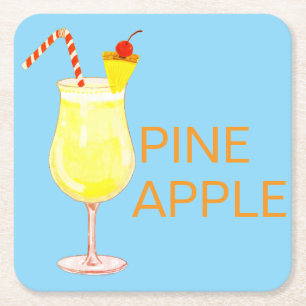 Posavasos Cuadrado De Papel Pineapple cocktail