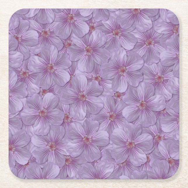 Posavasos Cuadrado De Papel Pineywoods Geranium Seamless Pattern (Anverso)