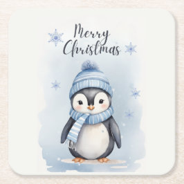 Posavasos Cuadrado De Papel "Pingüino lindo"