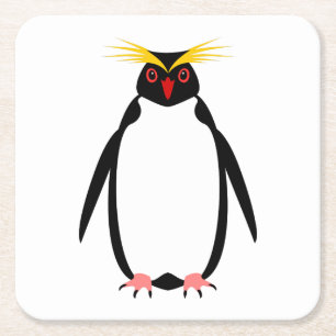Posavasos Cuadrado De Papel Pingüino rockhopper o macarroni