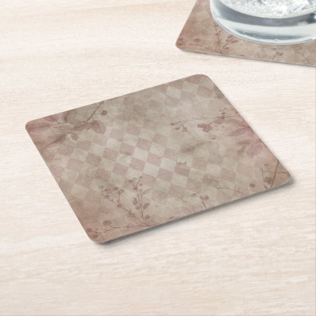 Posavasos Cuadrado De Papel pink (En perspectiva)