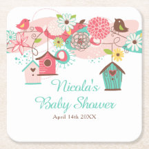 Pink and Green Floral Bird Cages Baby Shower