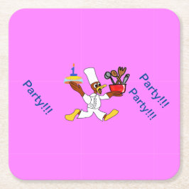 Posavasos Cuadrado De Papel Pink Birthday Party