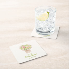 Posavasos Cuadrado De Papel pink bouquet Bridal Shower