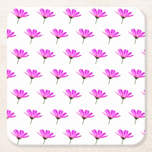 Posavasos Cuadrado De Papel Pink Daisy (Anverso)