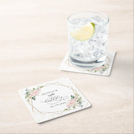 Posavasos Cuadrado De Papel Pink Flowers, White Flowers, Greenery, Birthday