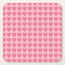 Posavasos Cuadrado De Papel Pink Hearts Seamless Pattern
