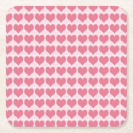 Posavasos Cuadrado De Papel Pink Hearts Seamless Pattern