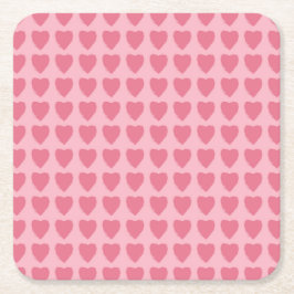 Posavasos Cuadrado De Papel Pink Hearts Seamless Pattern