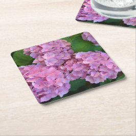 Posavasos Cuadrado De Papel Pink Hortensia hidrangea flores