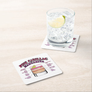 Posavasos Cuadrado De Papel PINK MARGARITA Cocktail Receta Arte