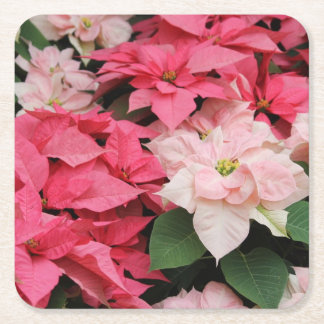 Posavasos Cuadrado De Papel Pink Poinsettias Bouquet