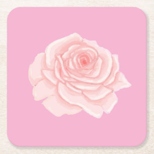 Posavasos Cuadrado De Papel Pink rose