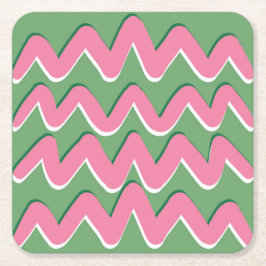 Posavasos Cuadrado De Papel Pink Waves Coaster