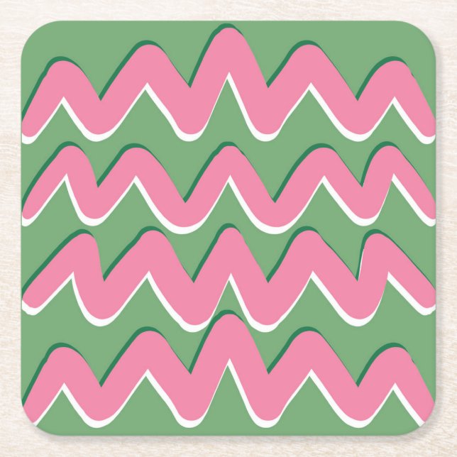 Posavasos Cuadrado De Papel Pink Waves Coaster (Anverso)