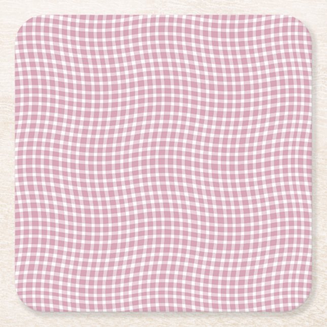 Posavasos Cuadrado De Papel Pink White Plaid Checker Seamless Pattern (Anverso)