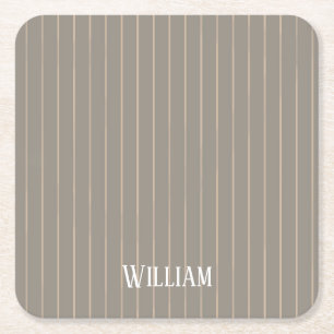 Posavasos Cuadrado De Papel Pinstripes beiges personalizadas