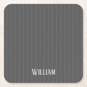 Posavasos Cuadrado De Papel Pinstripes grises personalizadas