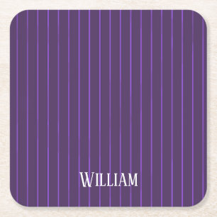 Posavasos Cuadrado De Papel Pinstripes púrpuras