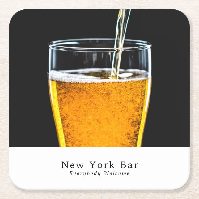 Posavasos Cuadrado De Papel Pinta de cerveza, pub/cervecería (Anverso)