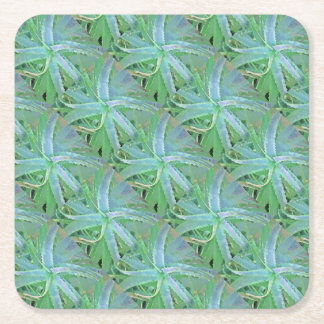 Posavasos Cuadrado De Papel Pintado abstracto de áloe verde gris