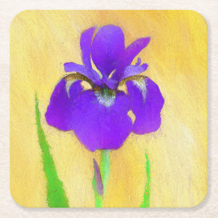 Posavasos Cuadrado De Papel Pintado de iris morado - Perro original curado A