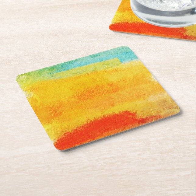 Posavasos Cuadrado De Papel Pintura abstracta de época (En perspectiva)