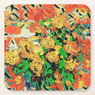 Posavasos Cuadrado De Papel Pintura de aceite retro: Monet Van Gogh