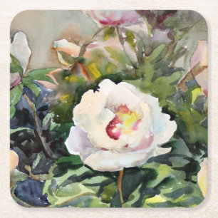 Posavasos Cuadrado De Papel Pintura de la acuarela de las flores hermosas