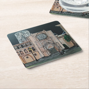 Posavasos Cuadrado De Papel Pintura de la Catedral de Santa María por Alfred F