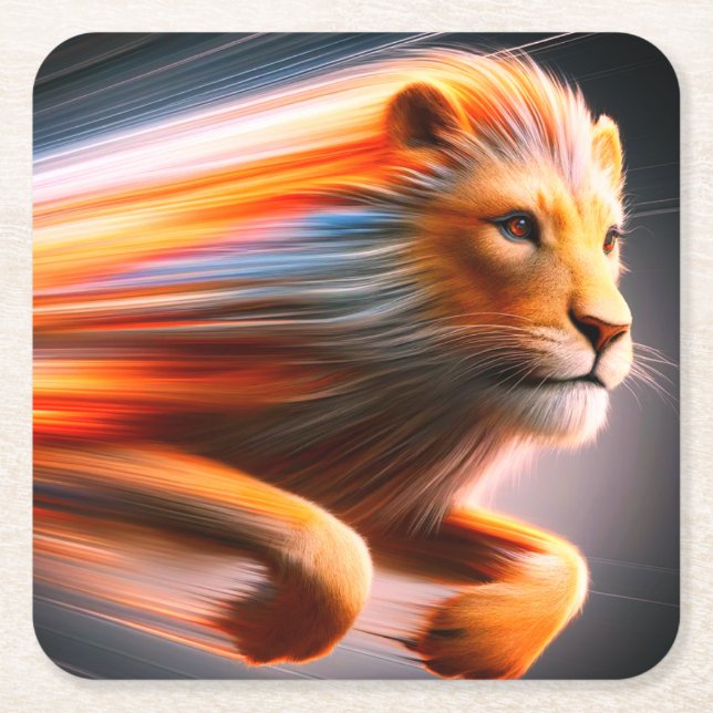 Posavasos Cuadrado De Papel Pintura de León (Anverso)