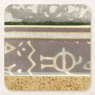 Posavasos Cuadrado De Papel Pintura de patrón tribal contemporáneo