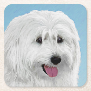 Posavasos Cuadrado De Papel Pintura de perro de Lowland polaco - Ar de perro o