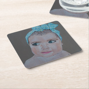 Posavasos Cuadrado De Papel Pintura de retrato de bebé de Alfred Fox