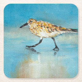 Posavasos Cuadrado De Papel Pintura de Sand Piper Shorebird