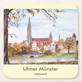 Posavasos Cuadrado De Papel Pintura de Ulm Minster Alemania de Farida Greenfie