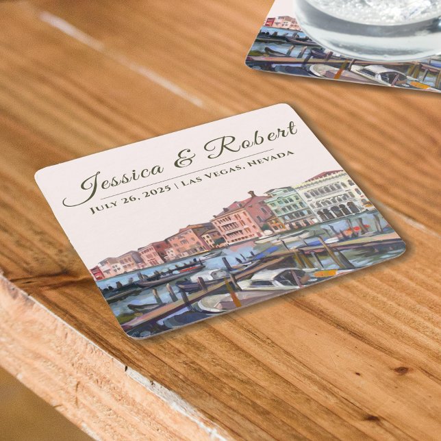 Posavasos Cuadrado De Papel Pintura del Gran Canal, Venecia, Italia (Subido por el creador)