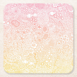 Posavasos Cuadrado De Papel Pintura detallada de la escena del jardín Artista 