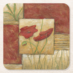 Posavasos Cuadrado De Papel Pintura floral con los movimientos visibles del