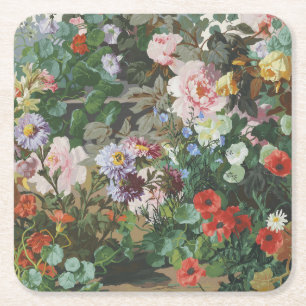 Posavasos Cuadrado De Papel Pintura floral de flores coloridas vintage bonitas