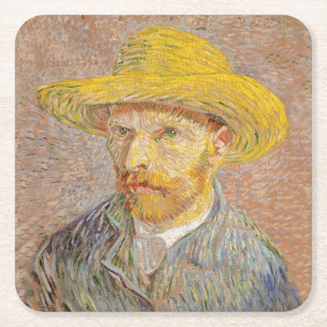 Posavasos Cuadrado De Papel Pintura impresionista del autorretrato de Vincent 