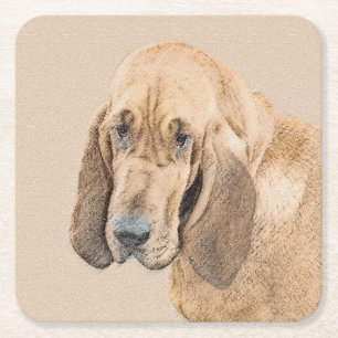 Posavasos Cuadrado De Papel Pintura Sangrienta - Arte Perro Original.