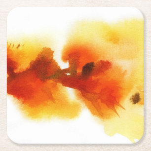 Posavasos Cuadrado De Papel Pinturas florales abstractas 2 de la acuarela