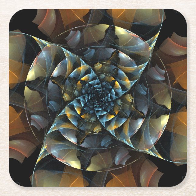 Posavasos Cuadrado De Papel PinWheeler Abstract Art (Anverso)
