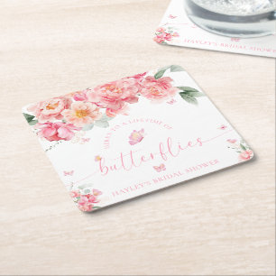Posavasos Cuadrado De Papel Piper Peony Life Of Butterflies Bridal Shower