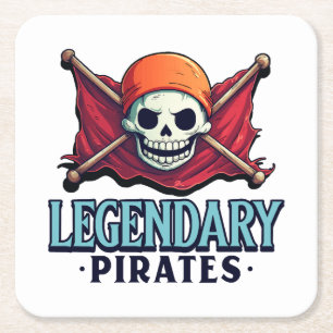 Posavasos Cuadrado De Papel Piratas legendarios
